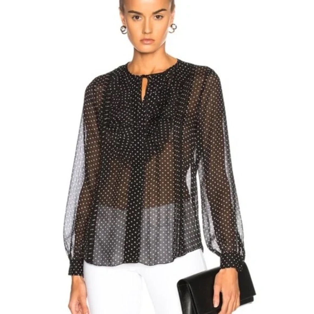 L’AGENCE tabitha stars black sheer top XS extra small